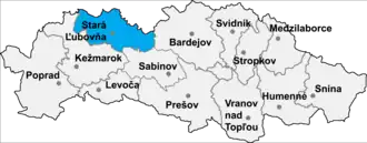 Район Стара-Любовня на карте