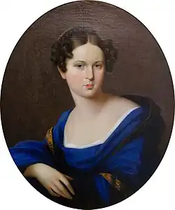 Иосиф Олешкевич «Портрет дамы в синей шали». Холст, масло.  65 х 56 см. 1810-е. Из корпоративной коллекции Белгазпромбанка