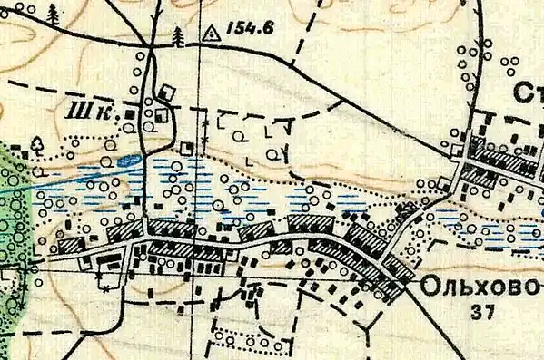План деревни Ольхово. 1938 год