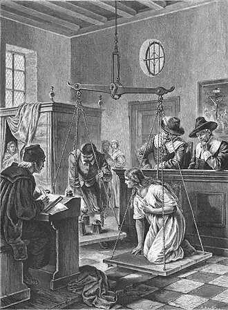 Испытание весами в Аудеватере. Гравюра XIX века