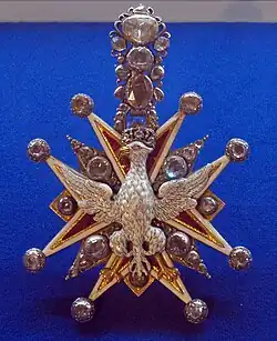 Знак ордена, украшенный бриллиантами. Принадлежал императору Петру I. XVIII век