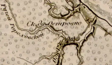 Деревня Островёнка на карте 1863 года