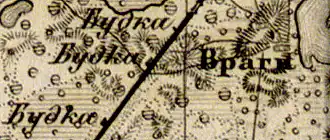 Деревня Овраги на карте 1863 года