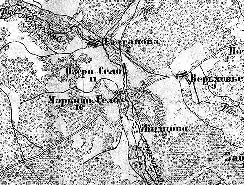 Деревня Озеро-Село на карте 1917 года