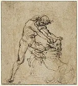 Геркулес побеждает Немейского льва. Бумага, перо, чернила. Лувр, Париж