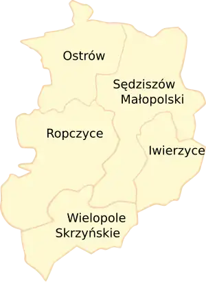 Ропчицко-Сендзишувский повет на карте