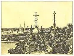 Вид на Новодевичий монастырь в Москве