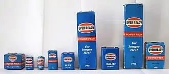 4,5/6/9-вольтовые батареи «Ever Ready» типоразмеров PP1, PP3, PP4, PP6, PP7, PP8, PP9, PP10, PP11 для радиоприёмников