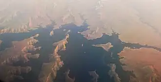 Аэрофотоснимок залива Падре-Бей и водохранилища Пауэлл, январь 2012 года.