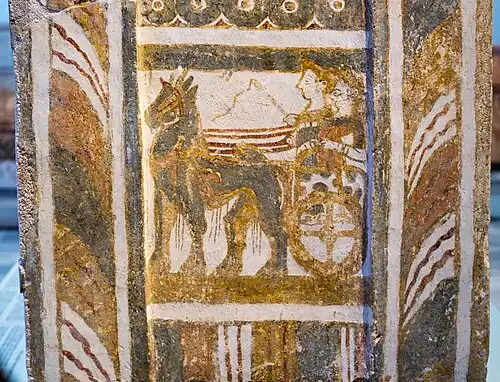 Изображение колесницы на саркофаге из Айи-Триады, Крит, 1370-1320 гг. до н. э.