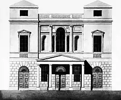 Пантеон. Главный фасад. Оксфорд-Стрит, Лондон. Чертёж Дж. Уайетта. 1769