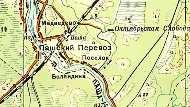 Земли деревни Старая Силовая на карте РККА 1940 года