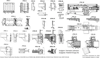 Механизм подачи патронов от Хермана Леманна для пулемёта Максима; рисунки из патента № 167815 от 14 сентября 1904 года