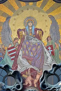 Patrona Hungariae на мозаике Miksa Róth в Будапеште, Венгрия.