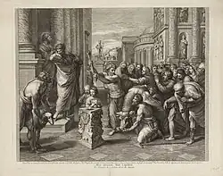 Павел и Варнава проповедуют в Листре. По картине Рафаэля. Между 1650 и 1703. Офорт, резец
