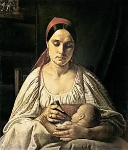 Русская крестьянка кормит ребенка из рожка. Не позднее 1831. Государственный Русский музей.