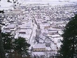 Вид из крепости на город Рышнов