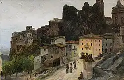 Вид на Олевано-Романо. Картон, масло. Галерея восемнадцатого века, Рим