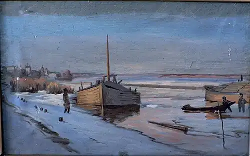 Баржи перед ледоходом