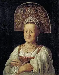 Петр Дрождин. «Портрет купчихи в кокошнике», 1796