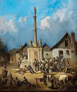 Солдаты, отдыхающие у подножья колонны Марии