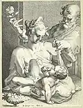 Святое семейство. Гравюра резцом по меди в подражание Х. Гольциусу