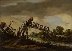 Пейзаж с мостом. 1652. Дерево, масло. Музей зарубежного искусства, Рига