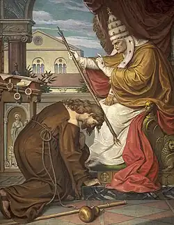 Тангейзер поклоняется папе Урбану IV. 1890. Деталь фрески. Замок Нойшванштайн