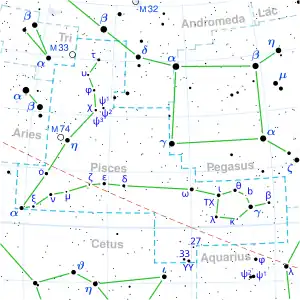 Карта созвездия Рыбы