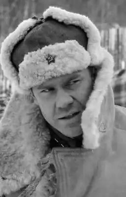 Морозов в образе политрука РККА
