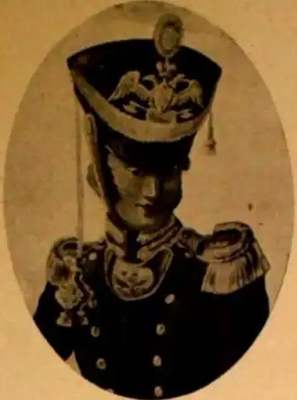 Портрет с гравюры исполненной и раскрашенной Вел. Кн. Николаем  Павловичем, по преданию портрет Н. Г. Сазонова