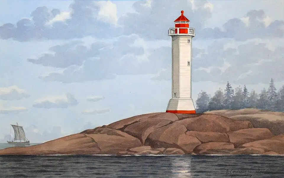 «Маяк Поворотный на о. Вихревой»Картина В. И. Овчинникова