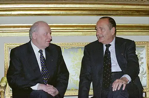 Строев на встрече с президентом Франции Жаком Шираком, 2000 г.