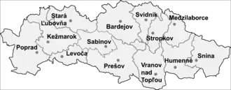 Прешовский край на карте