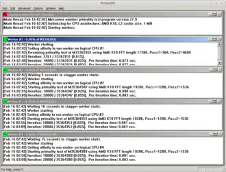 Prime95, запущенная в Wine.