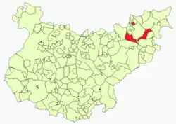 Расположение муниципалитета Пуэбла-де-Алькосер на карте провинции