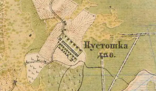 План деревни Пустошка. 1885 год