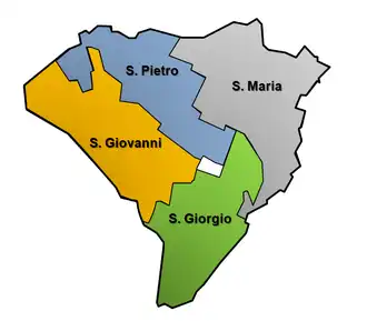 Кварталы Сан-Пьетро, Сан-Джованни, Сан-Джорджо, Санта-Мария