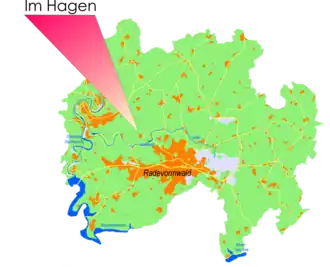 Положение поселения Им Хаген на карте города Радеформвальда