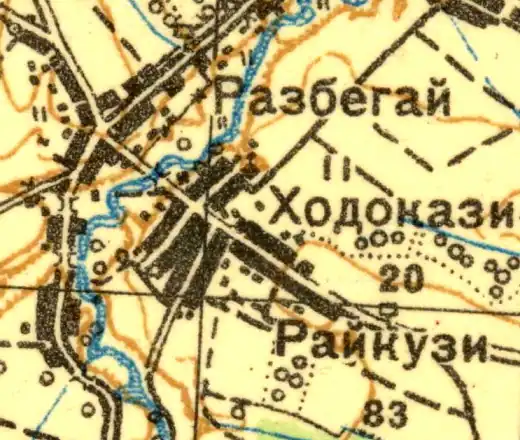 Деревня Райкузи на карте 1931 года