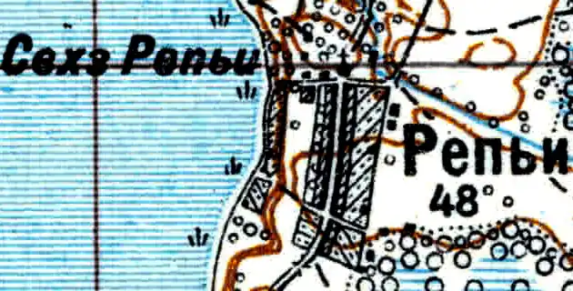 Деревня Репьи на карте 1926 года