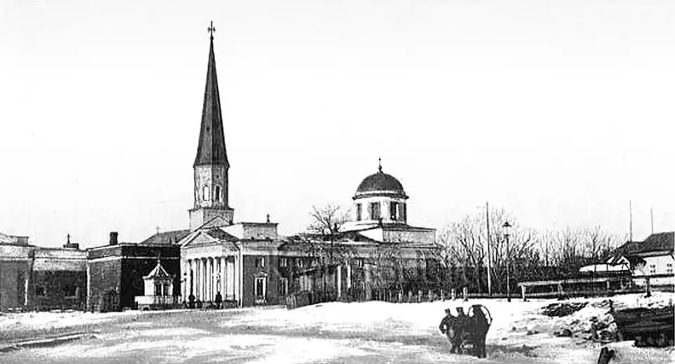 Кирхи св. Николая и св. Елизаветы зимой. Открытка 1900-х гг.