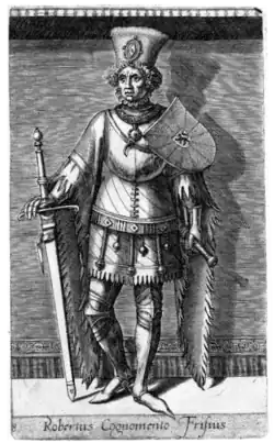 Роберт I Фриз. Миниатюра из «Хроники герцогов Брабантских» (лат. Ducum Brabantiae chronica), ок. 1600