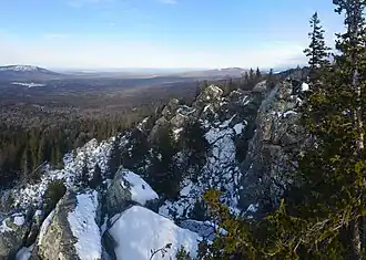 Скалы на Большой Калагазе, высшей точке хребта Москаль