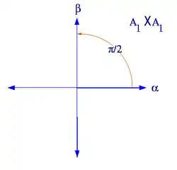 Система корней 
  
    
      
        
          
            
              A
              
                1
              
            
            ×
            
              A
              
                1
              
            
          
          .
        
      
    
    {\displaystyle \scriptstyle {A_{1}\times A_{1}}.}
