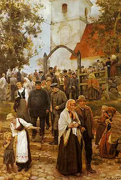 "После церковной службы (Из церкви)", Янис Розенталс, 1894