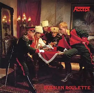 Обложка альбома Accept «Russian Roulette» (1986)
