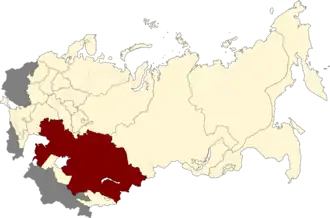 Казакская АССР на карте РСФСР (20.07.1930)  (после выведения из ее состава  Кара-Калпакской АО)