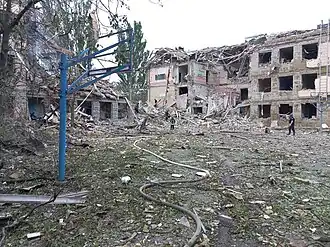 Школа, разрушенная российским обстрелом в ночь на 21 июля 2022 года