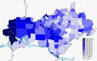 Доля русских по муниципальным образованиям (2010)